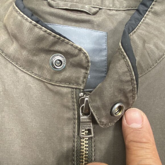 Armani Exchange Mens Olive Quilted Shoulder Biker Jacket Zip Pockets Size L - Picture 7 of 13